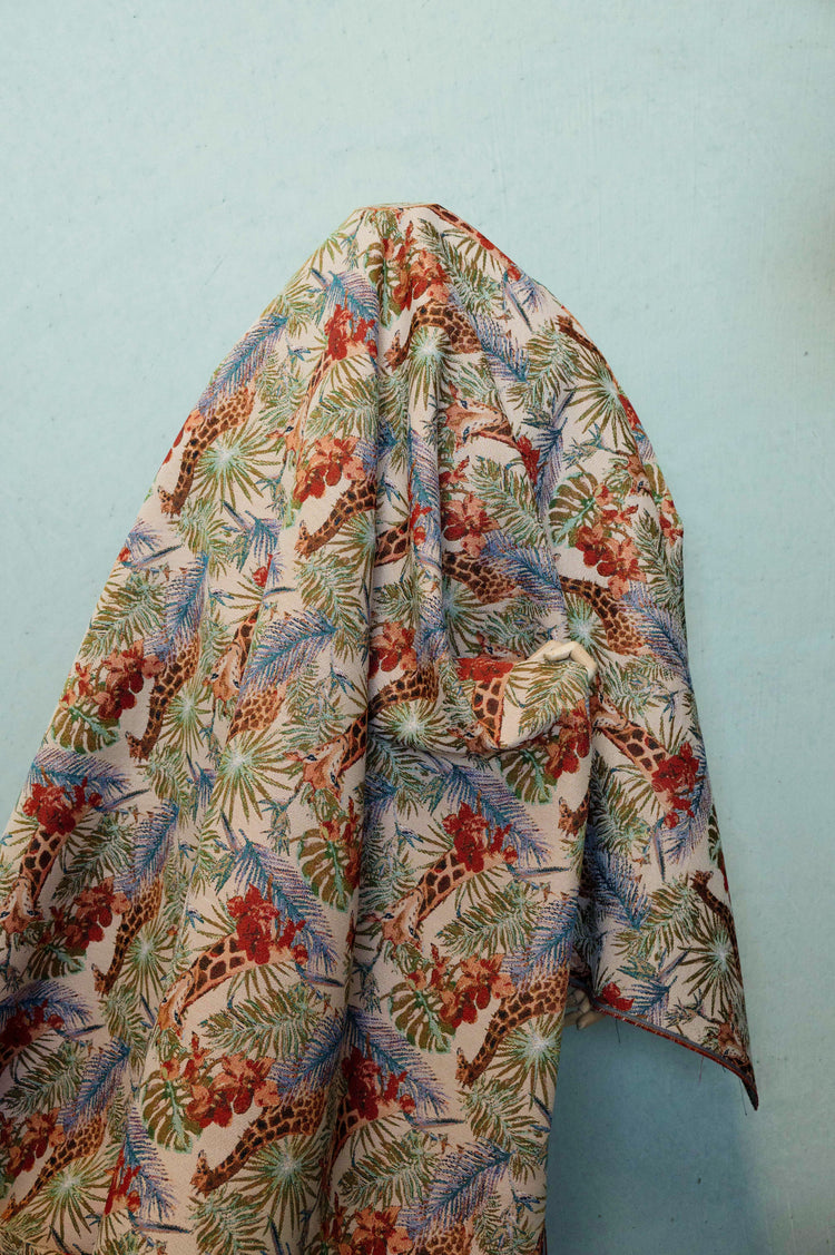 Giraffe & Palm Frond Jacquard - Tan/Rust