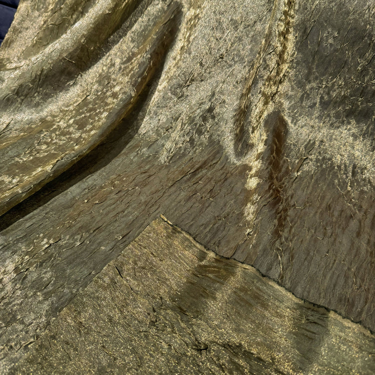 Metallic Creased Satin - Dark Goldenrod Warp/Dark Olive Green Weft