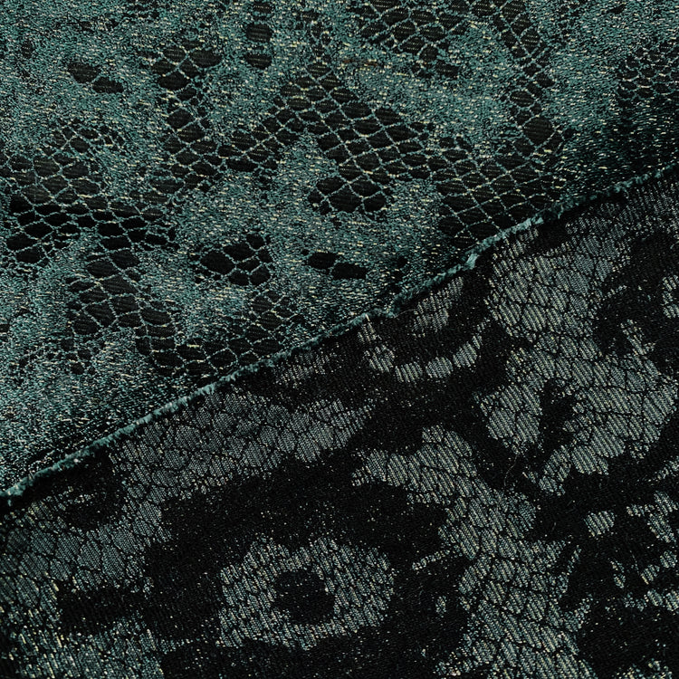 Floral Lace Jacquard - Deep Sea Green/Black