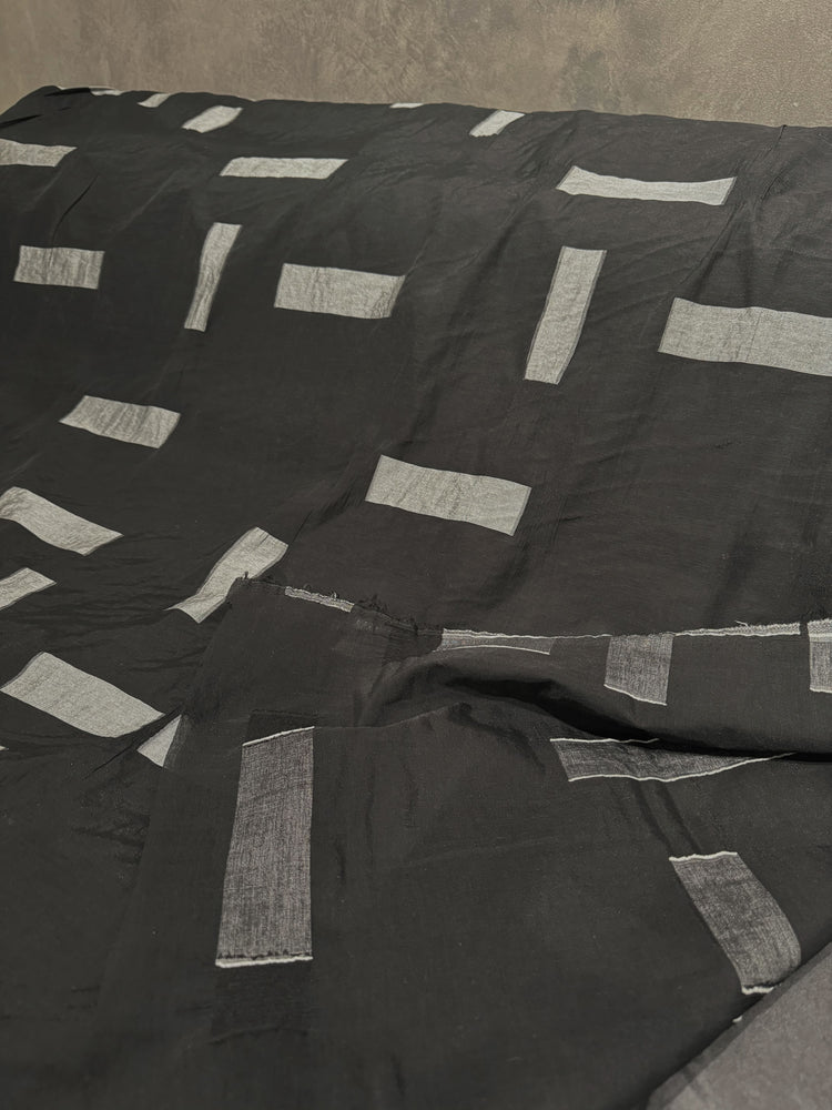 Square & Rectangle Insert Viscose/Nylon/Cotton Poplin - Black/Light Grey