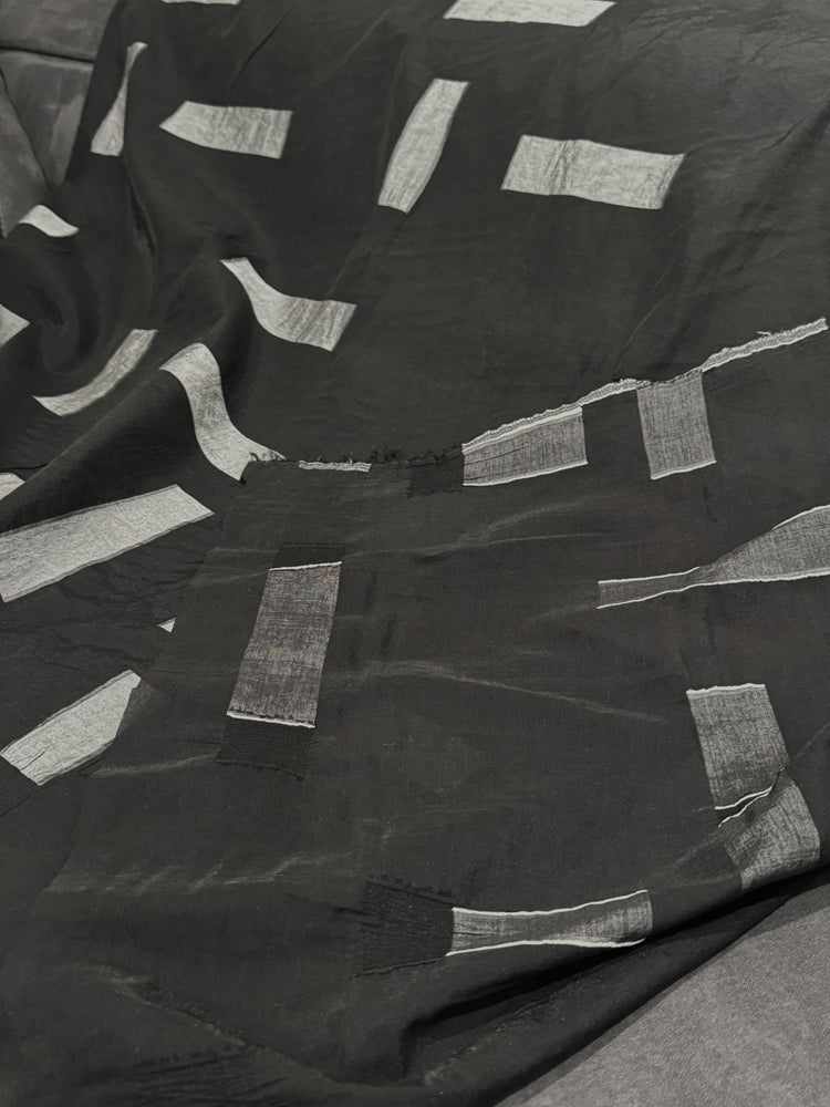 Square & Rectangle Insert Viscose/Nylon/Cotton Poplin - Black/Light Grey