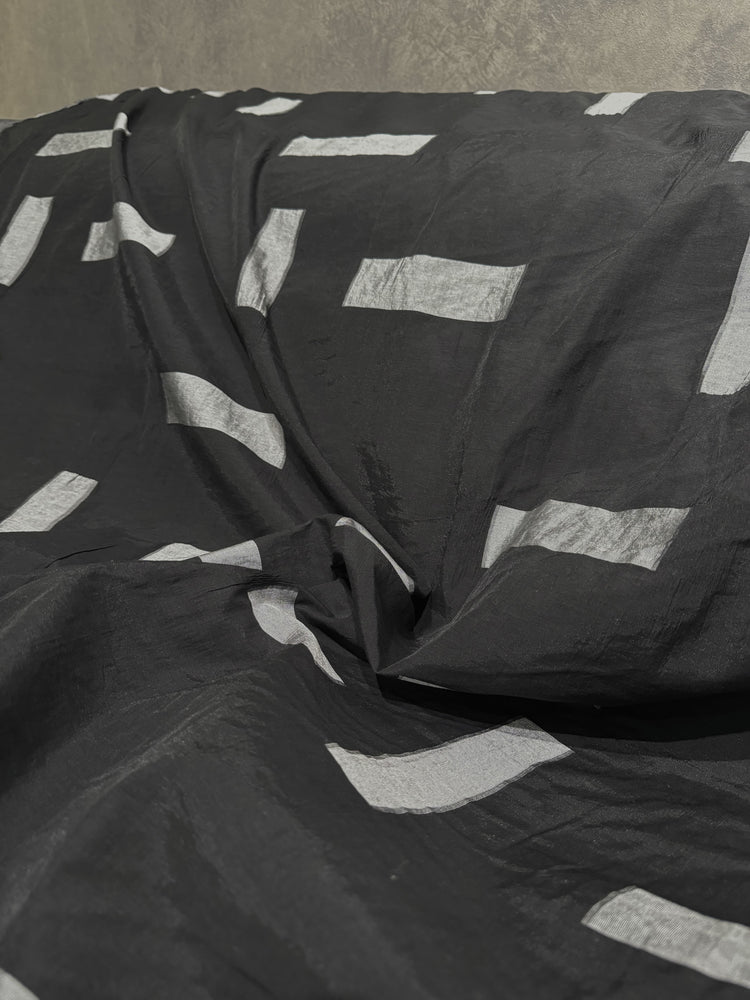 Square & Rectangle Insert Viscose/Nylon/Cotton Poplin - Black/Light Grey