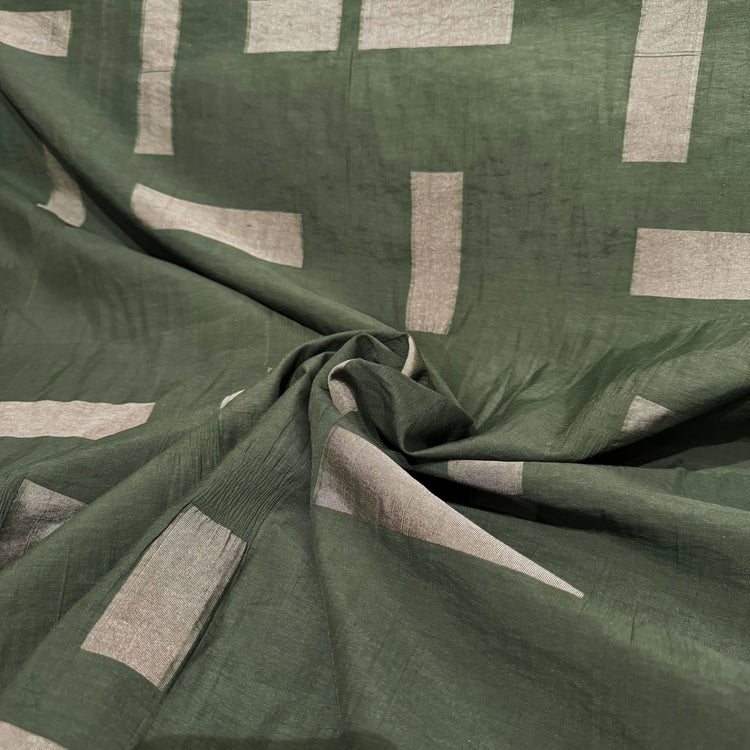 Square & Rectangle Insert Viscose/Nylon/Cotton Poplin - Dark Green/Sage
