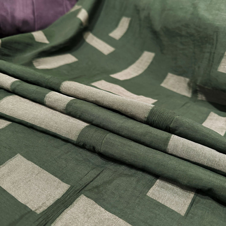 Square & Rectangle Insert Viscose/Nylon/Cotton Poplin - Dark Green/Sage