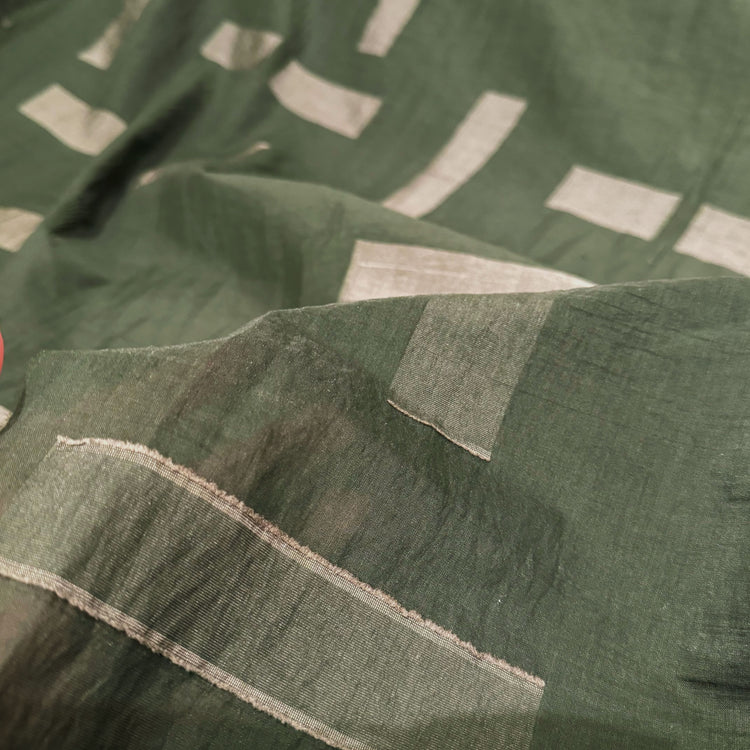 Square & Rectangle Insert Viscose/Nylon/Cotton Poplin - Dark Green/Sage