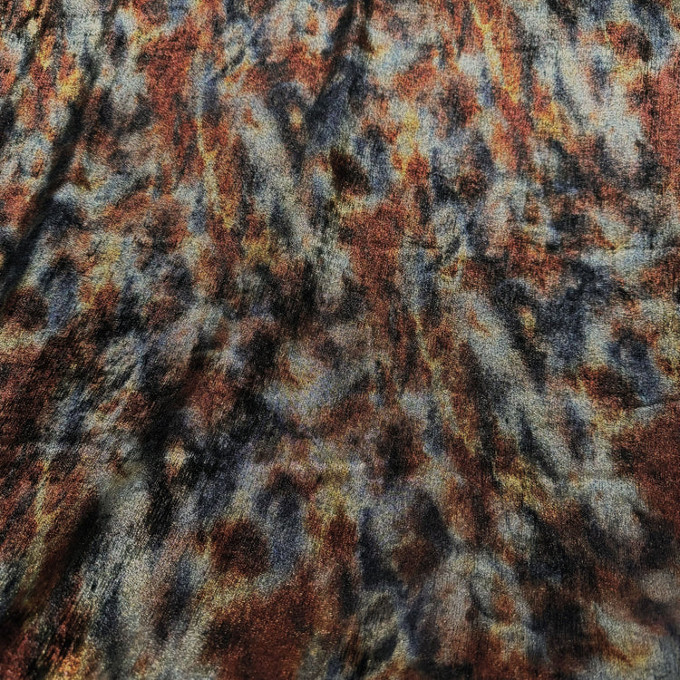 Shibori Dyed Metallic Finished Satin - Burnt Orange/Sienna