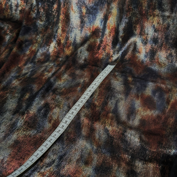 Shibori Dyed Metallic Finished Satin - Burnt Orange/Sienna