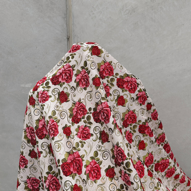 Rose Nouveau Jacquard - Crimson