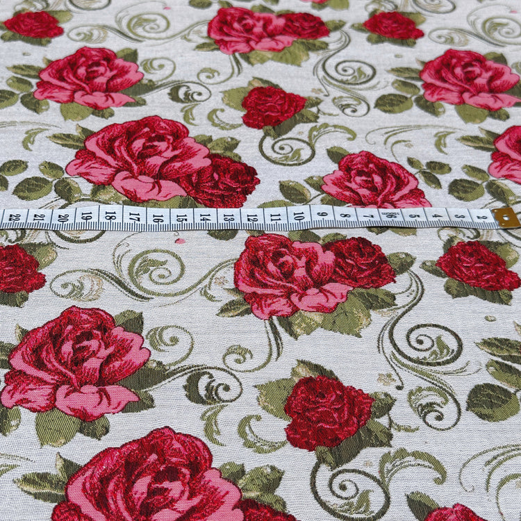 Rose Nouveau Jacquard - Crimson