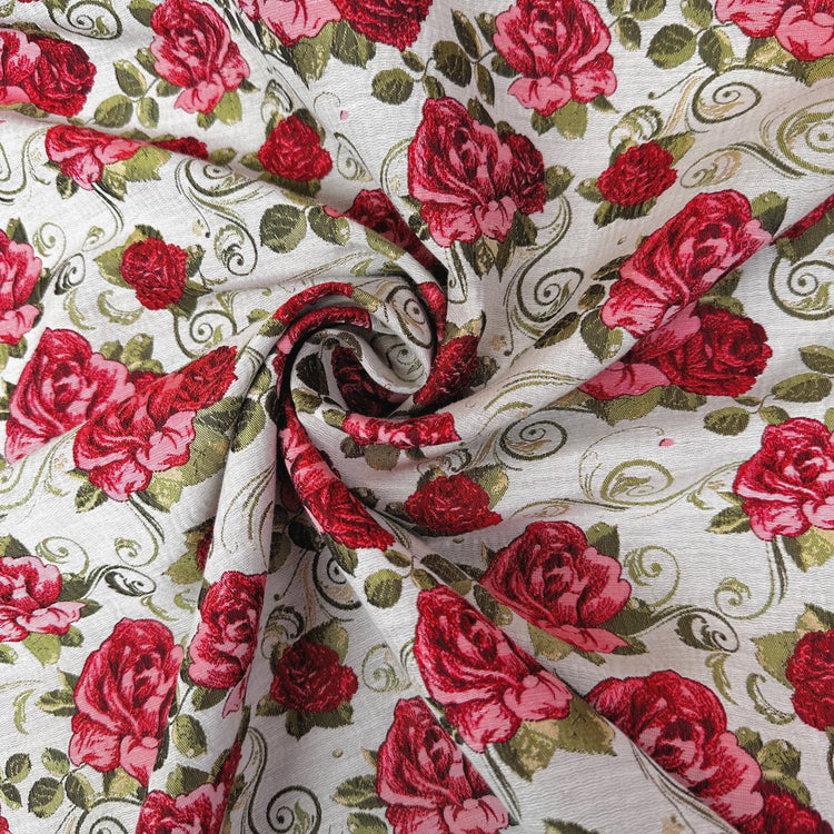 Rose Nouveau Jacquard - Crimson