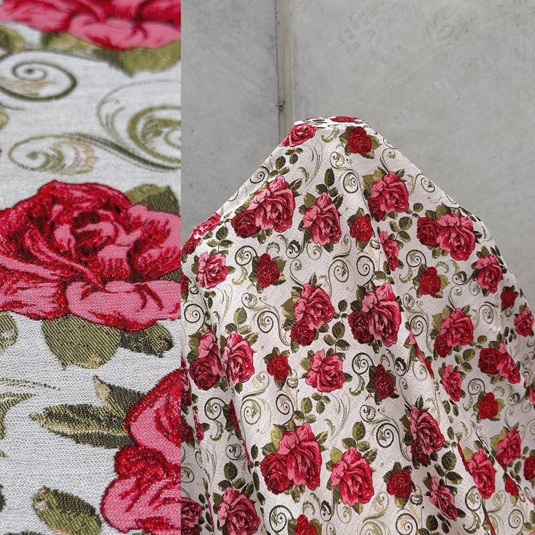 Rose Nouveau Jacquard - Crimson