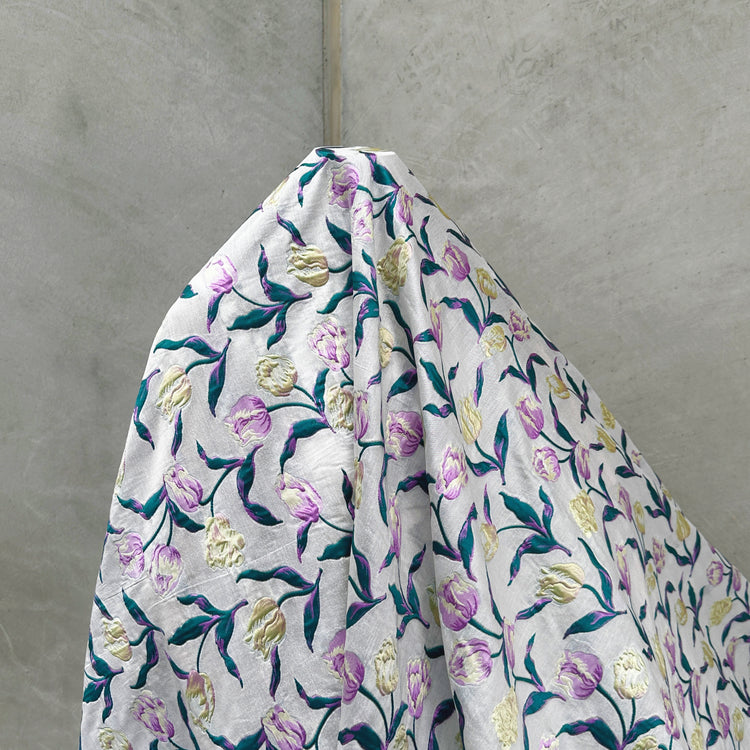 Tulip Vine Jacquard - Teal/Plum