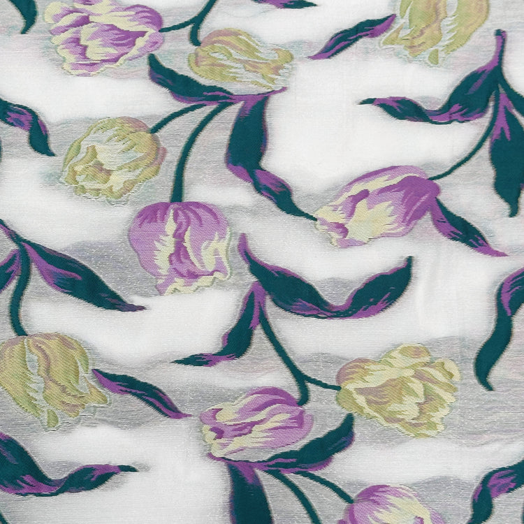 Tulip Vine Jacquard - Teal/Plum