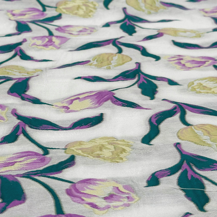 Tulip Vine Jacquard - Teal/Plum
