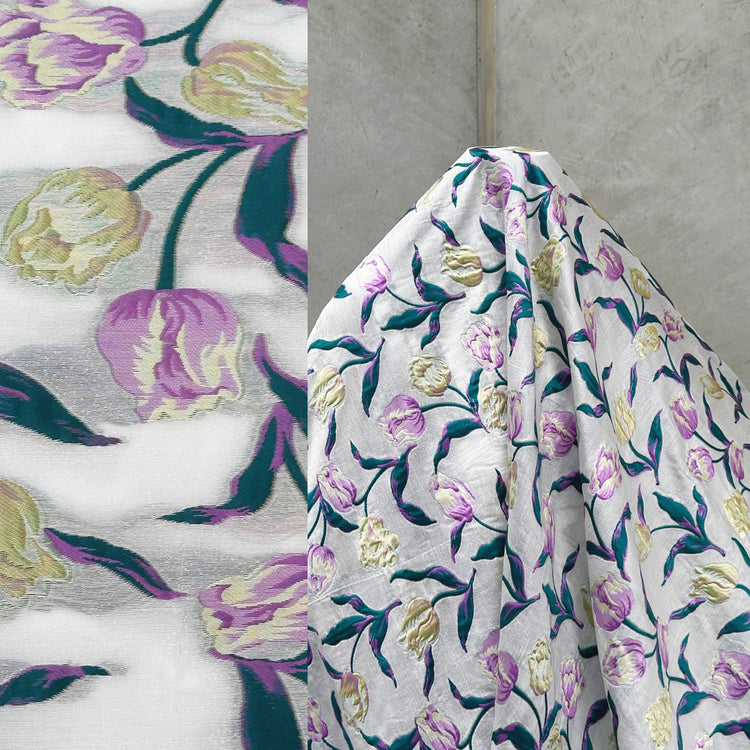 Tulip Vine Jacquard - Teal/Plum