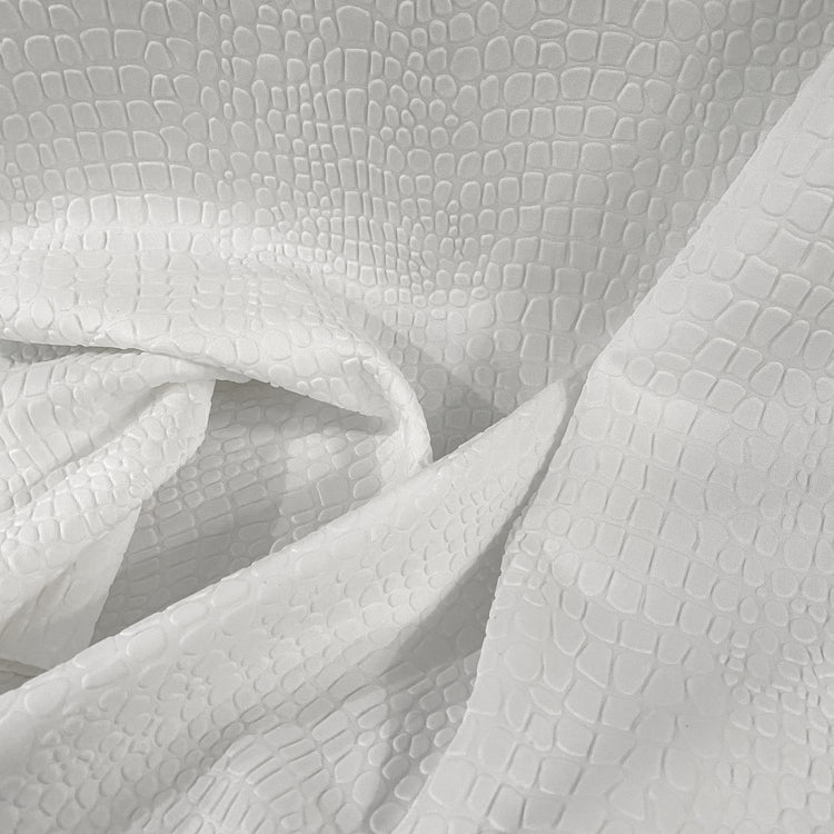 Embossed Crocodile Double Knit - White