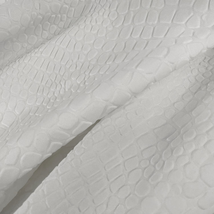 Embossed Crocodile Double Knit - White