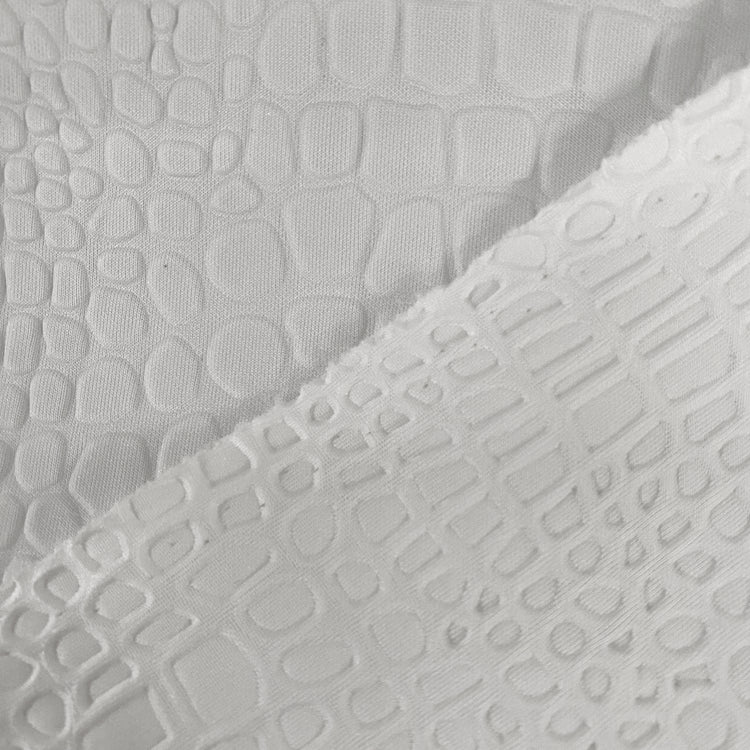 Embossed Crocodile Double Knit - White