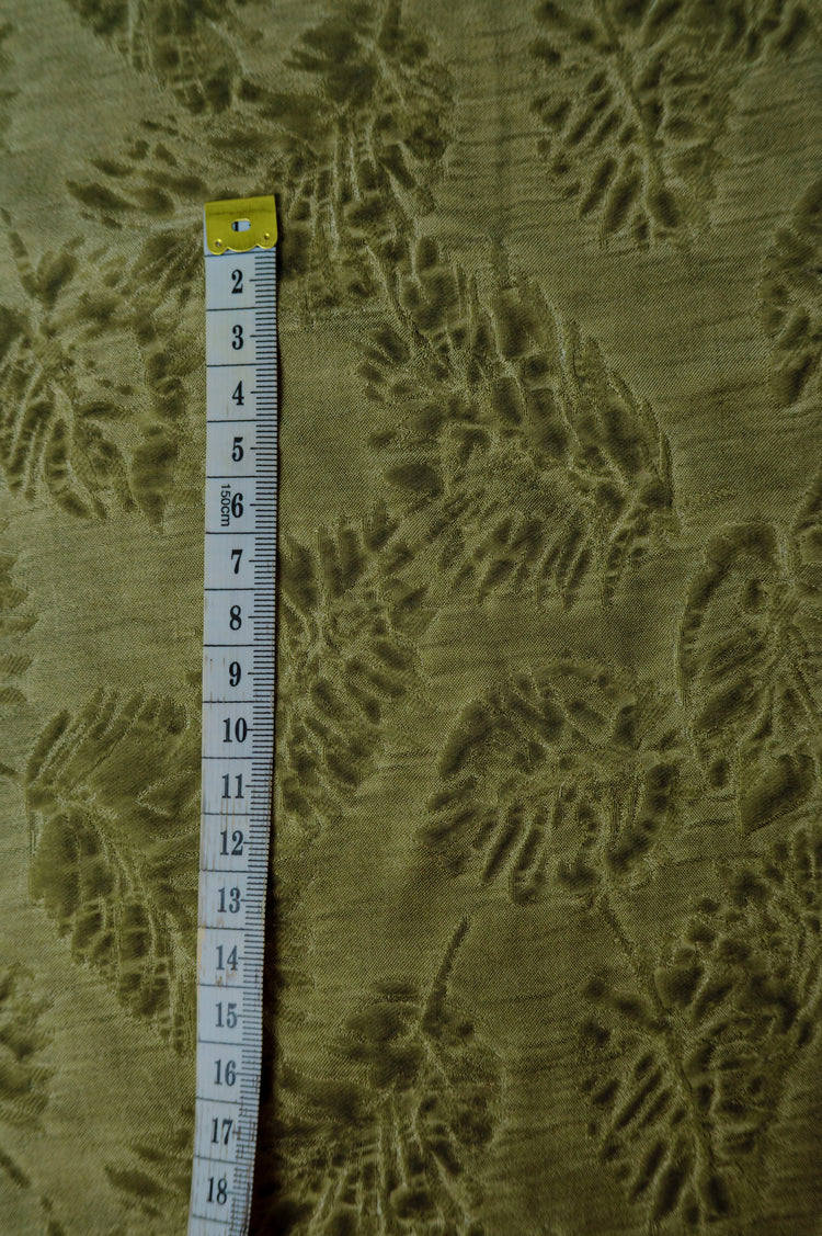 Palm Fronds Silk & Viscose Damask - Khaki