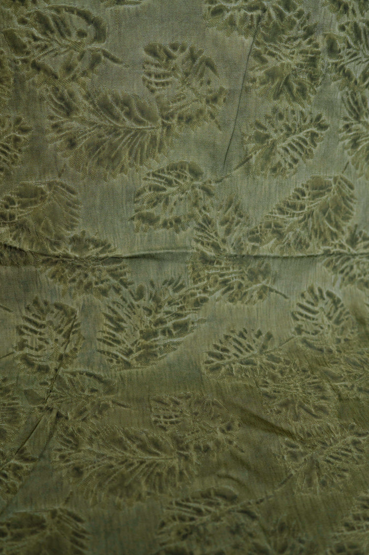 Palm Fronds Silk & Viscose Damask - Khaki