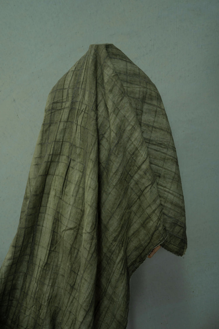 Irregular Checkerboard Linen - Open Weave Stripes - Khaki
