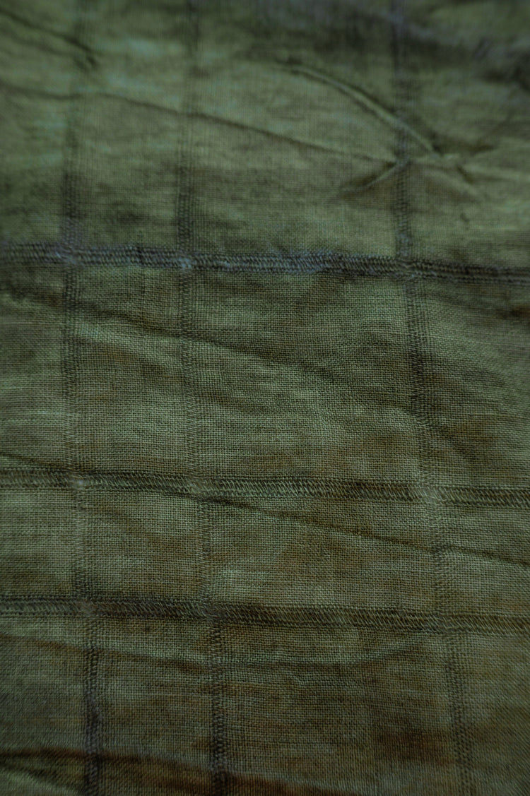 Irregular Checkerboard Linen - Open Weave Stripes - Khaki