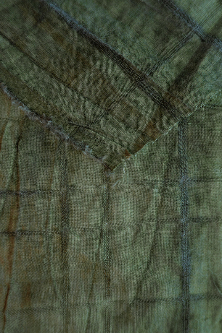 Irregular Checkerboard Linen - Open Weave Stripes - Khaki