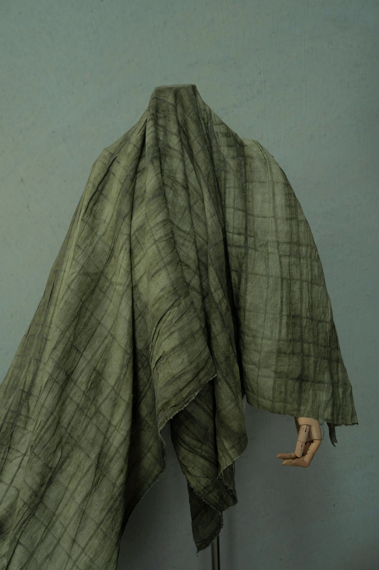 Irregular Checkerboard Linen - Open Weave Stripes - Khaki