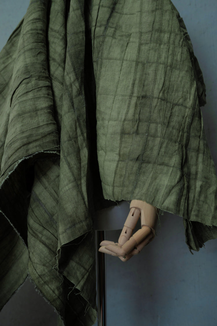 Irregular Checkerboard Linen - Open Weave Stripes - Khaki