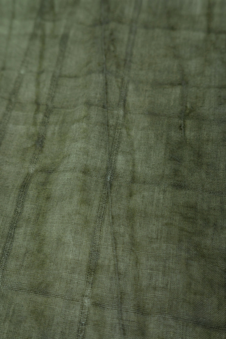 Irregular Checkerboard Linen - Open Weave Stripes - Khaki