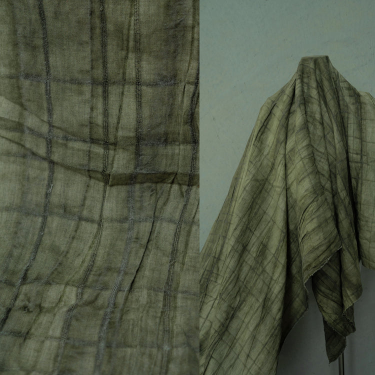 Irregular Checkerboard Linen - Open Weave Stripes - Khaki