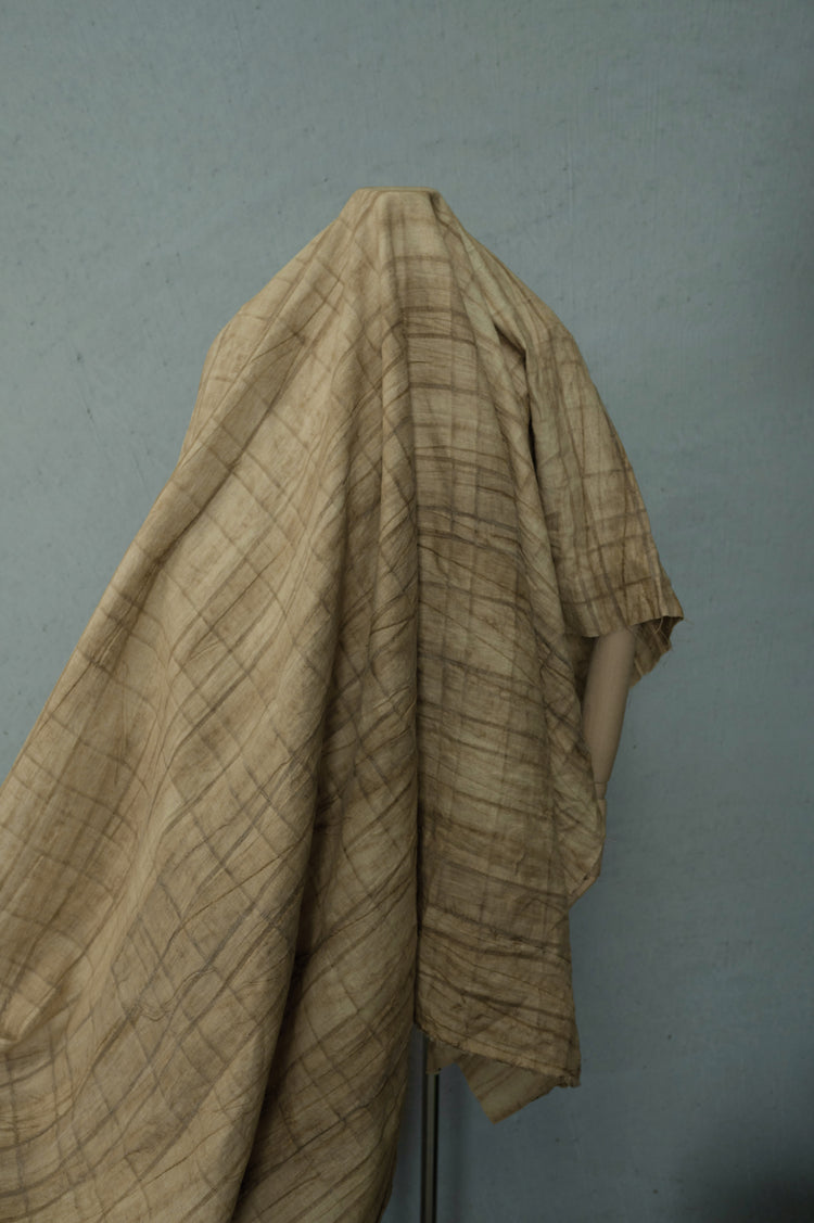 Irregular Checkerboard Linen - Open Weave Stripes - BurlyWood