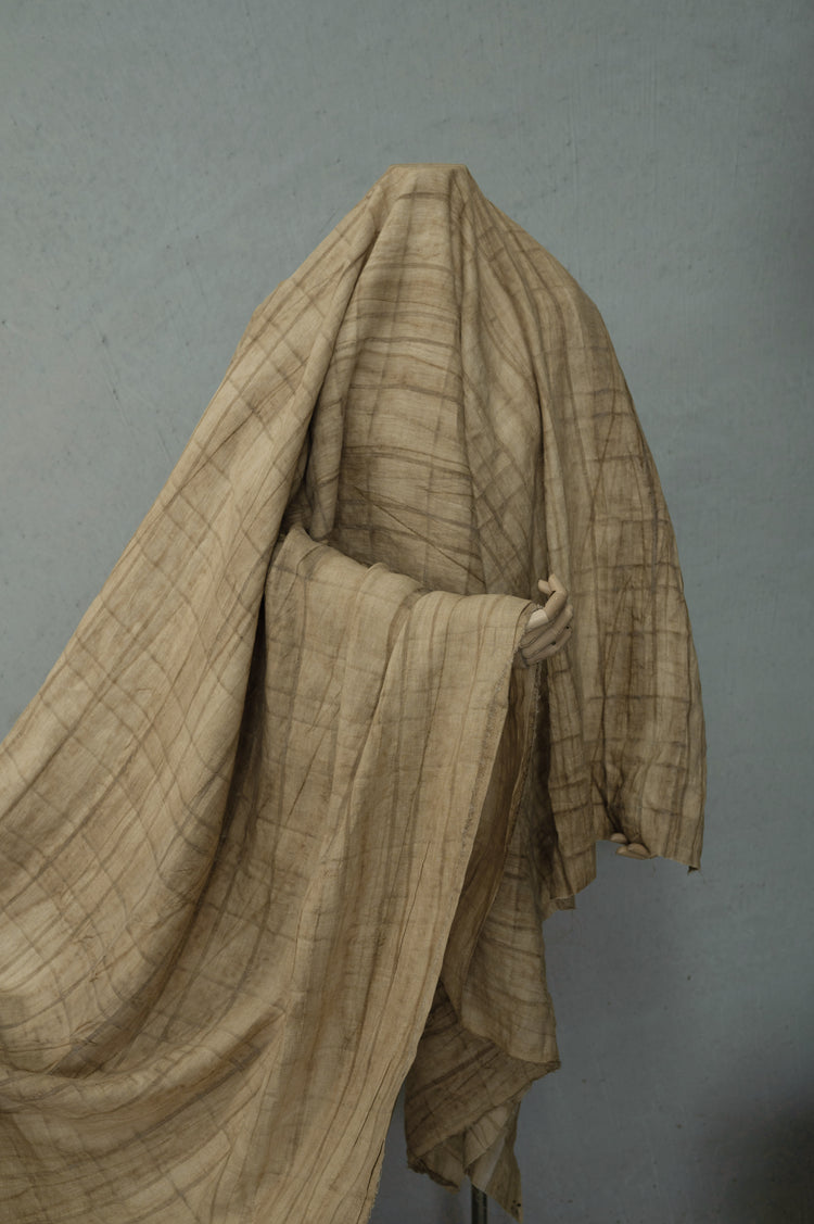Irregular Checkerboard Linen - Open Weave Stripes - BurlyWood