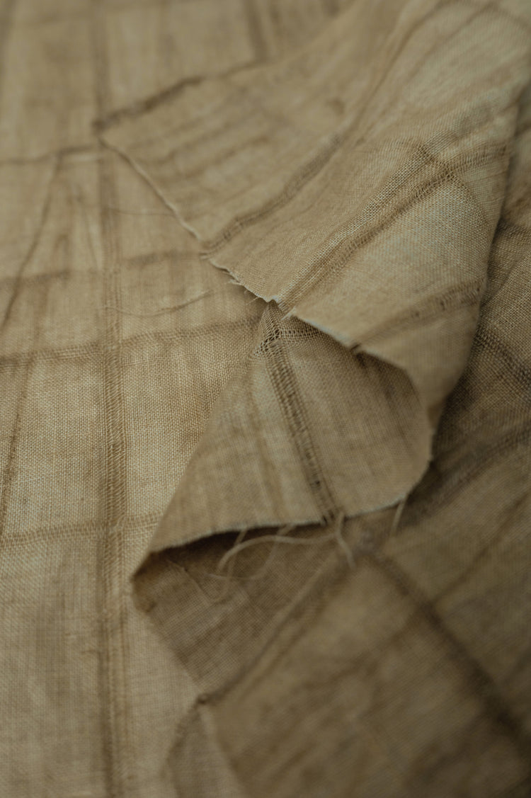 Irregular Checkerboard Linen - Open Weave Stripes - BurlyWood
