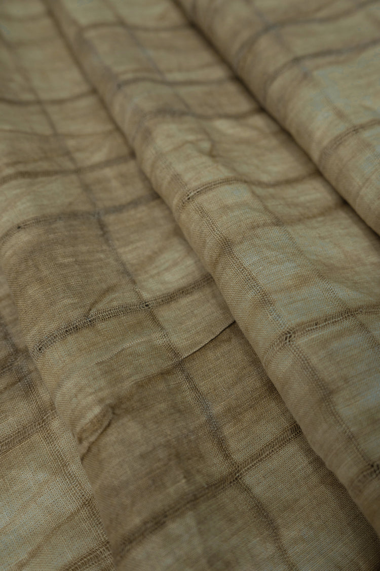 Irregular Checkerboard Linen - Open Weave Stripes - BurlyWood