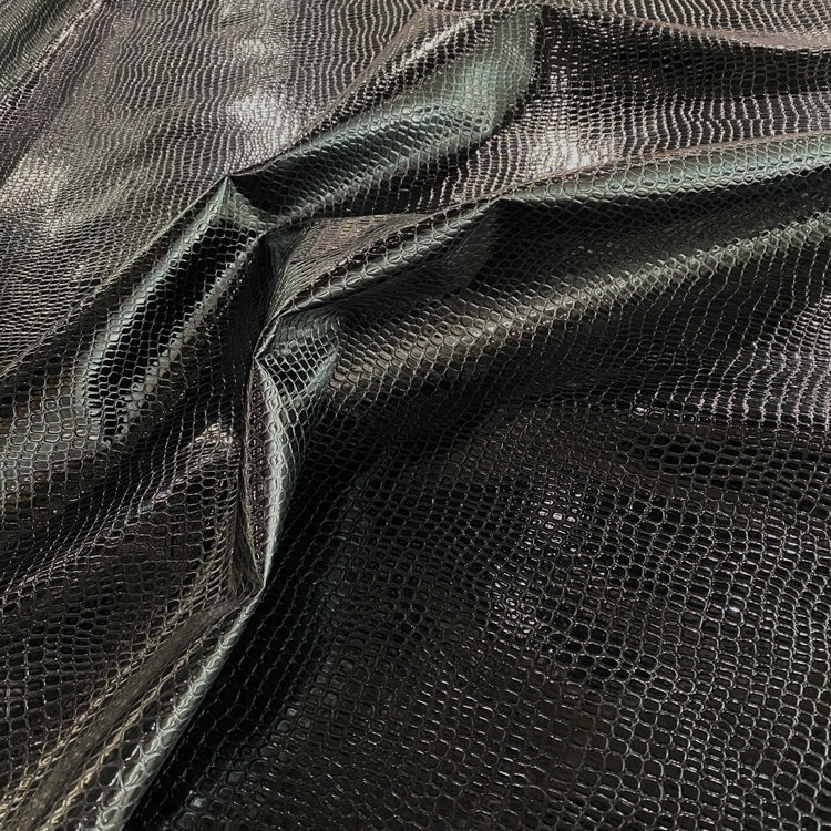Patent Crocodile Faux Leather - Medium Pattern - Black