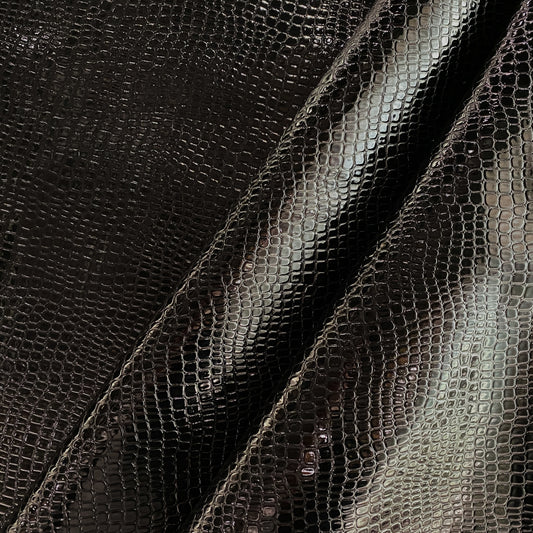 Patent Crocodile Faux Leather - Medium Pattern - Black