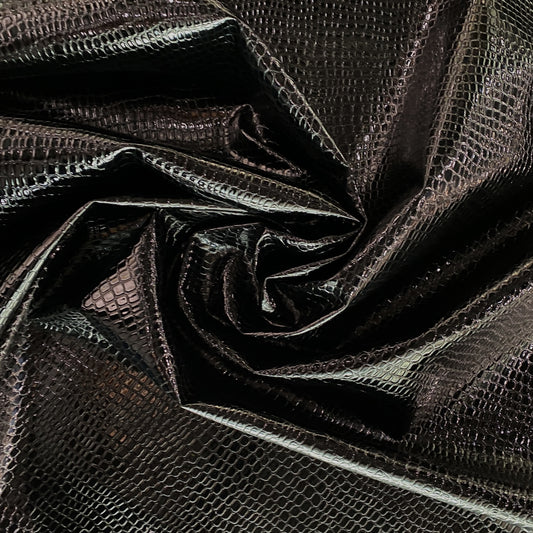 Patent Crocodile Faux Leather - Medium Pattern - Black