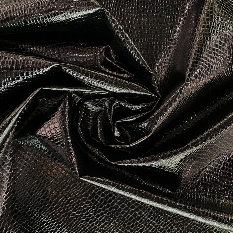 Patent Crocodile Faux Leather - Medium Pattern - Black