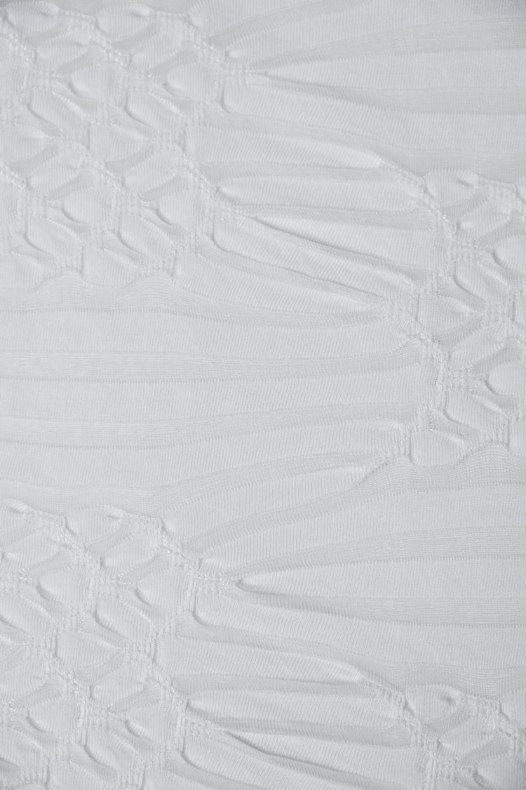 Striped/Textured Sheer Poly/Cotton Knit - White