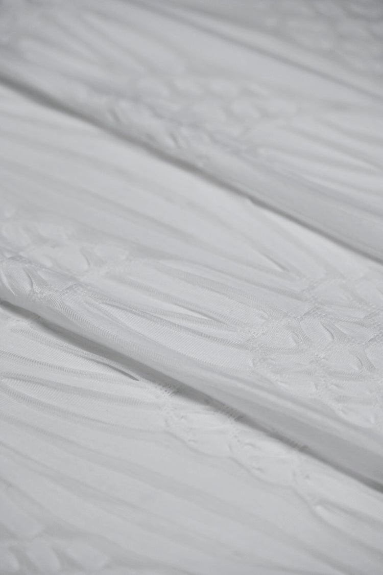 Striped/Textured Sheer Poly/Cotton Knit - White