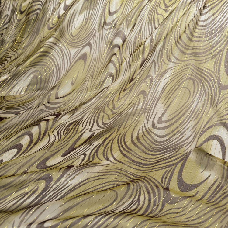 Fingerprint/Metallic Pinstripe Silk & Lurex Chiffon - Olive/Chocolate