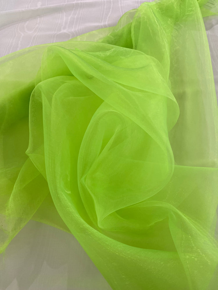 Liquid Shimmer Organza - Neon Lime