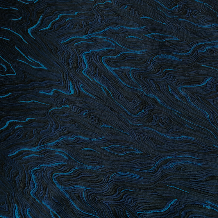 Contour Wave Brocade - Turquoise Metallic / Navy