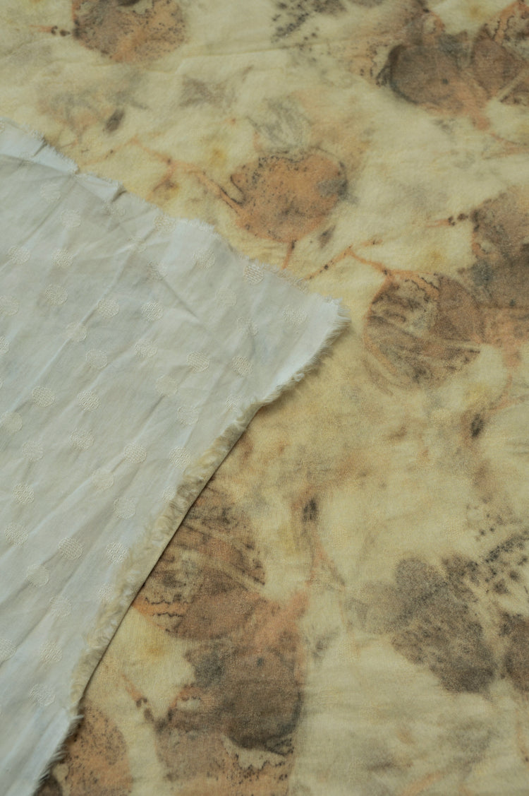 Eucalyptus Orbifolia Cotton Dobby Weave Print - Beige Tonal