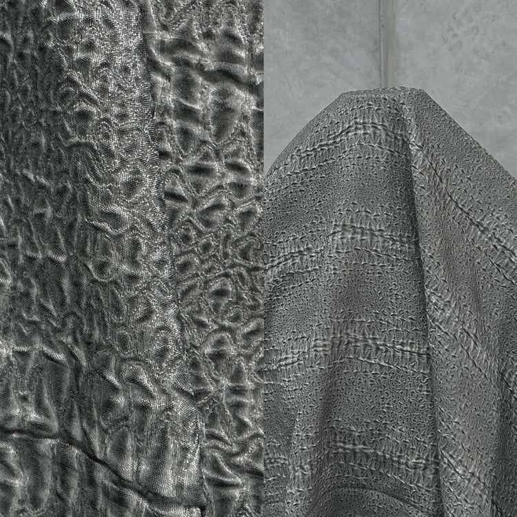 Fine Reptile Scale Stripe Cloque - Dark Khaki
