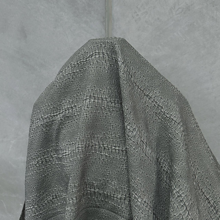 Fine Reptile Scale Stripe Cloque - Dark Khaki