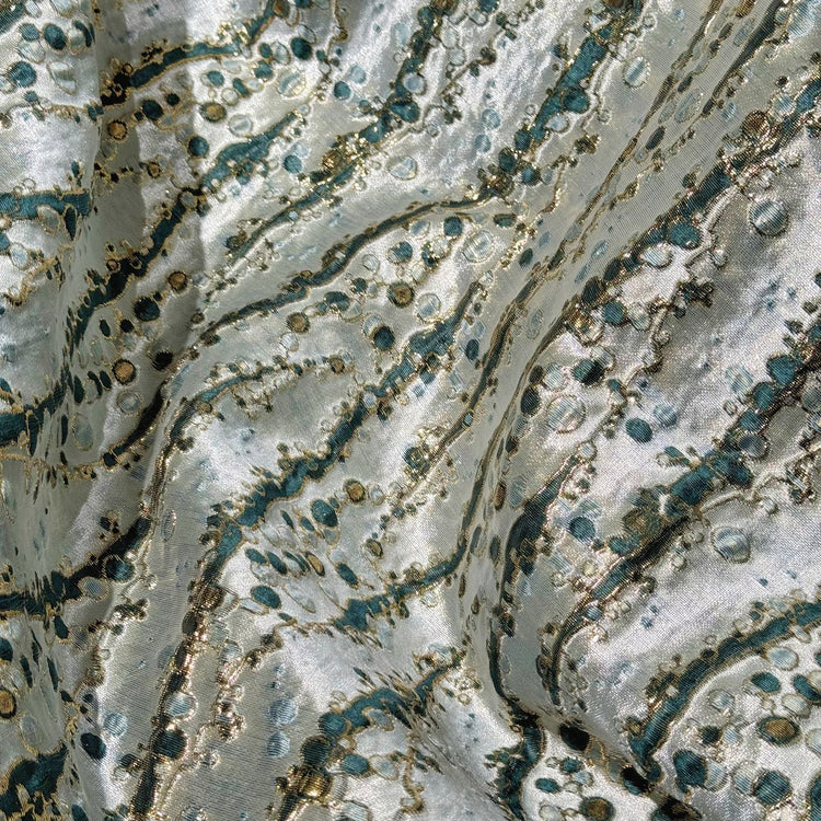 Abstract Kelp Forest & Air Bubble Brocade - Teal/Mint Cream
