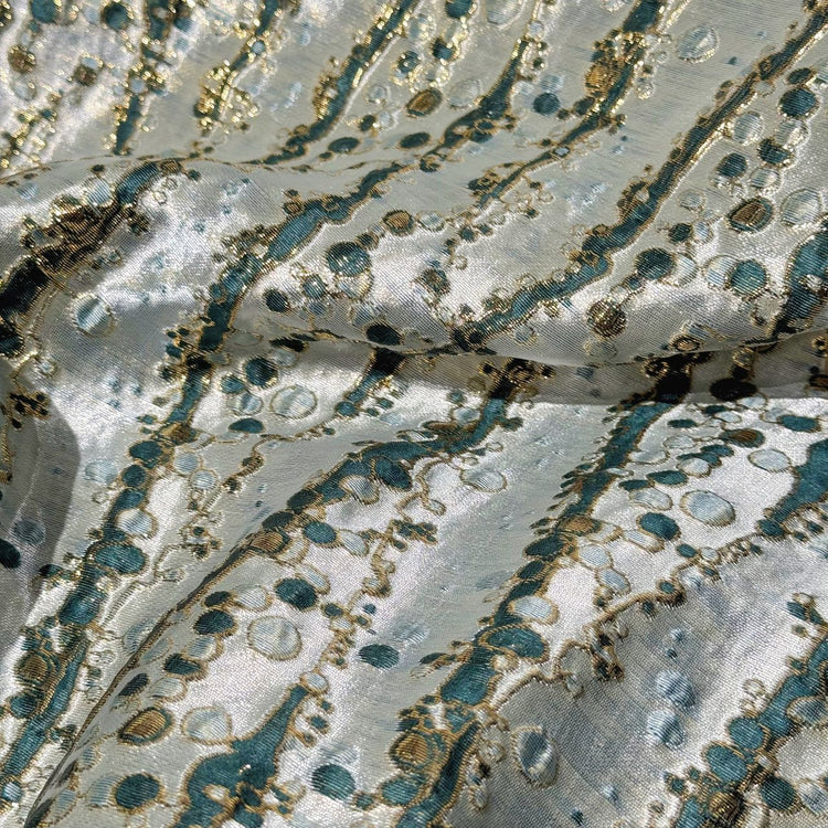 Abstract Kelp Forest & Air Bubble Brocade - Teal/Mint Cream