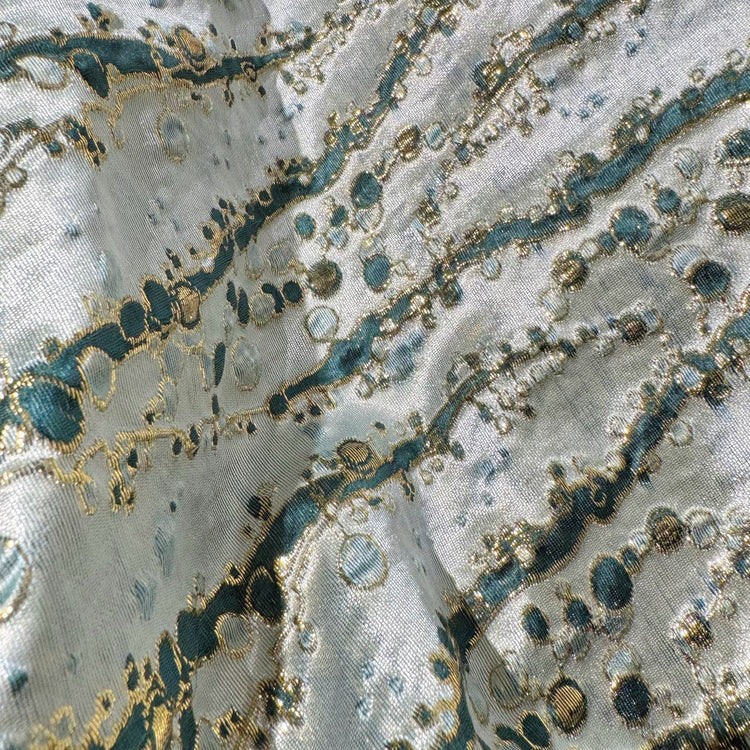 Abstract Kelp Forest & Air Bubble Brocade - Teal/Mint Cream
